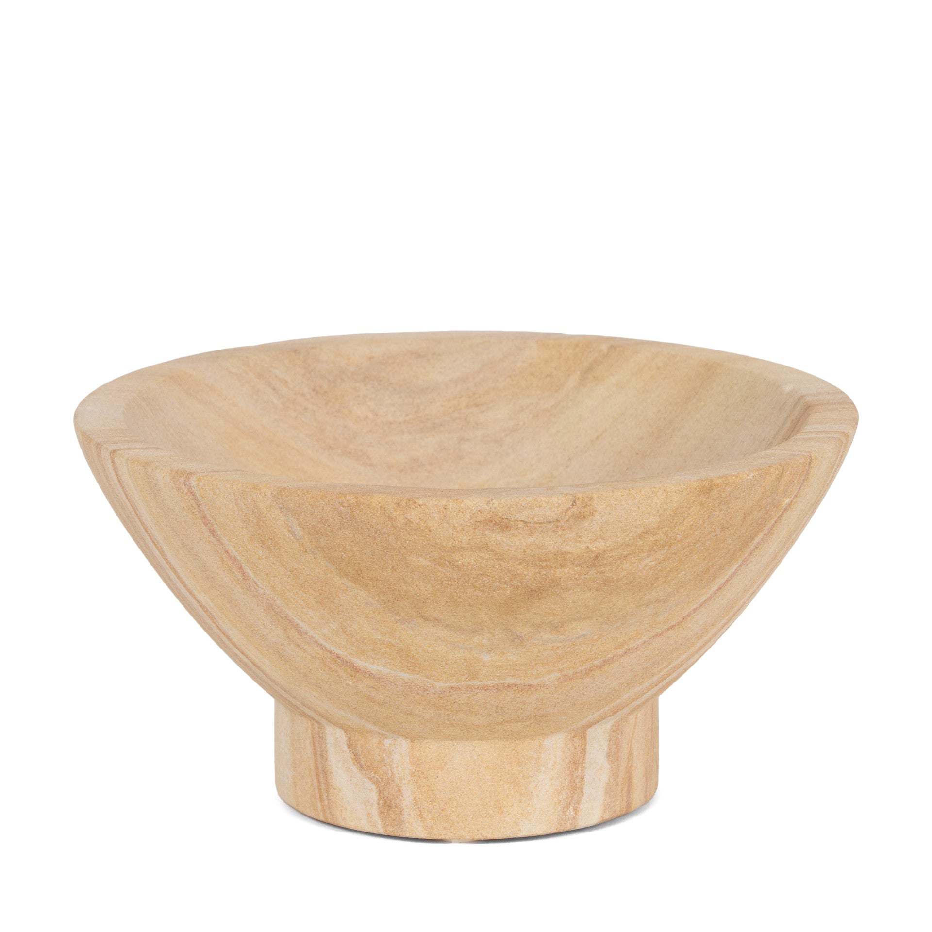 8" Beige Sandstone Round Pedestal Centerpiece Bowl-1