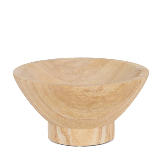 8" Beige Sandstone Round Pedestal Centerpiece Bowl-1