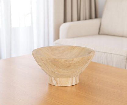 8" Beige Sandstone Round Pedestal Centerpiece Bowl-0