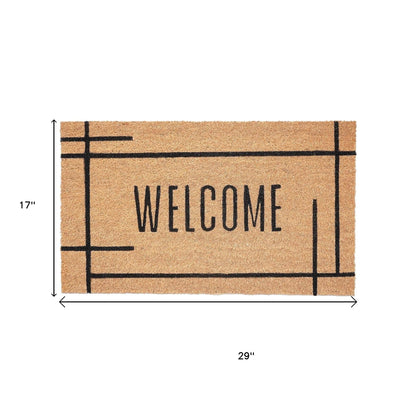 17" X 29" Natural And Black Welcome Outdoor Coir Door Mat-1