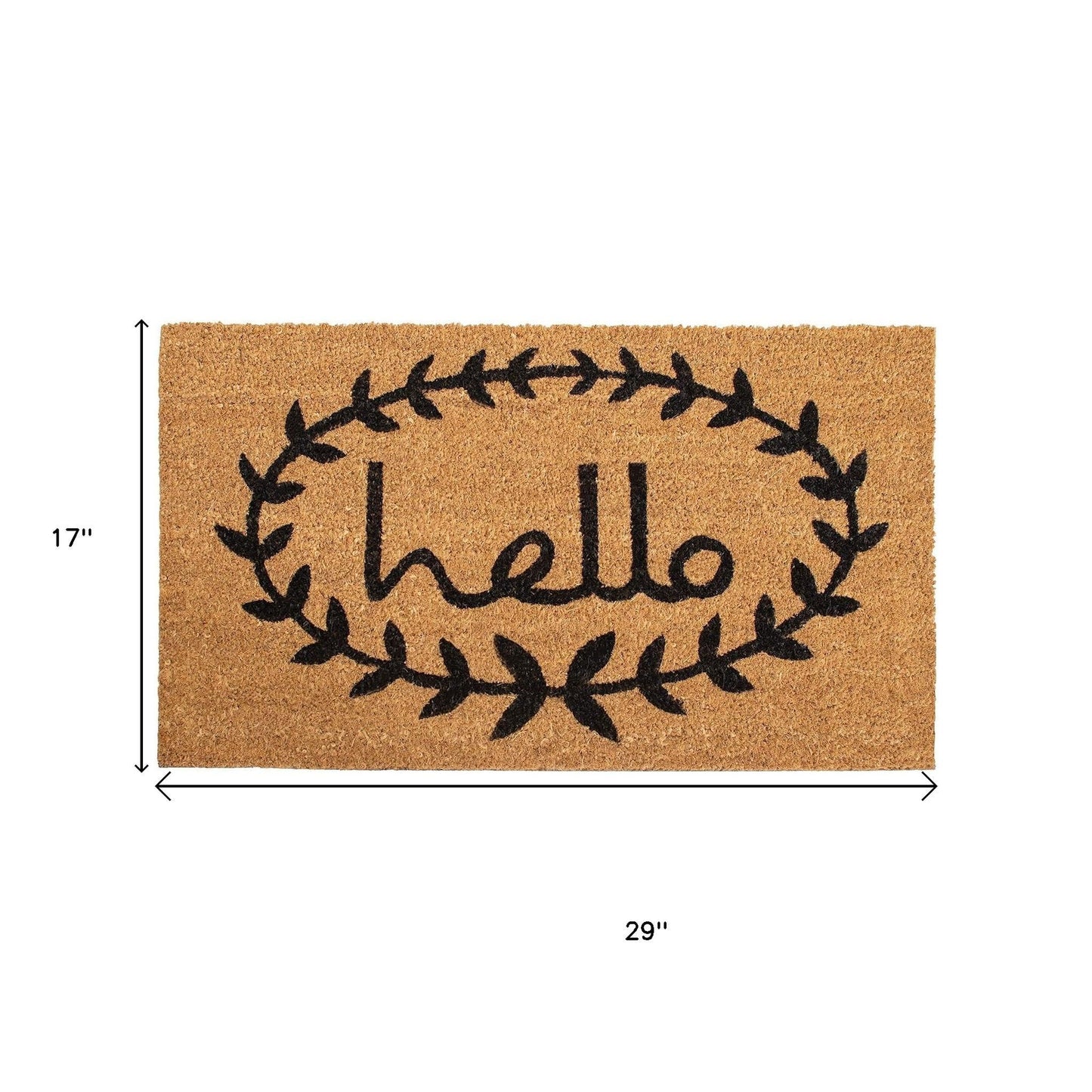 17" X 29" Natural And Black Hello Outdoor Coir Door Mat-1