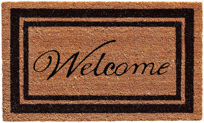 18" X 30" Natural And Black Striped Border Welcome Outdoor Coir Door Mat-2