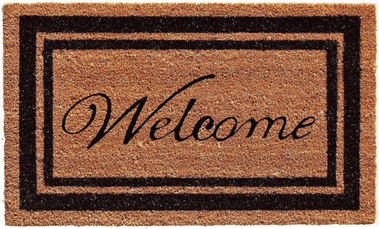 18" X 30" Natural And Black Striped Border Welcome Outdoor Coir Door Mat-2