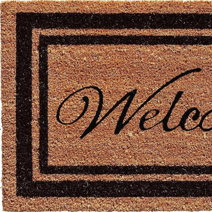 18" X 30" Natural And Black Striped Border Welcome Outdoor Coir Door Mat-4