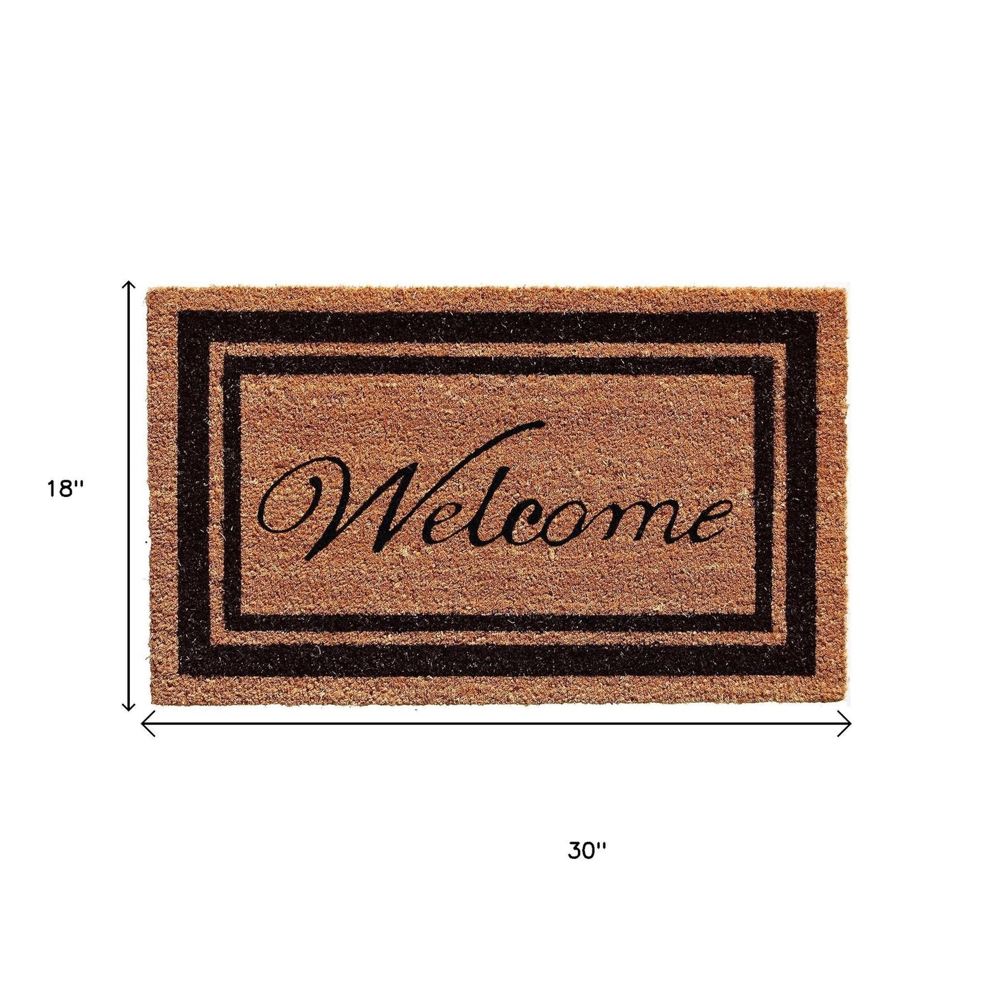 18" X 30" Natural And Black Striped Border Welcome Outdoor Coir Door Mat-1