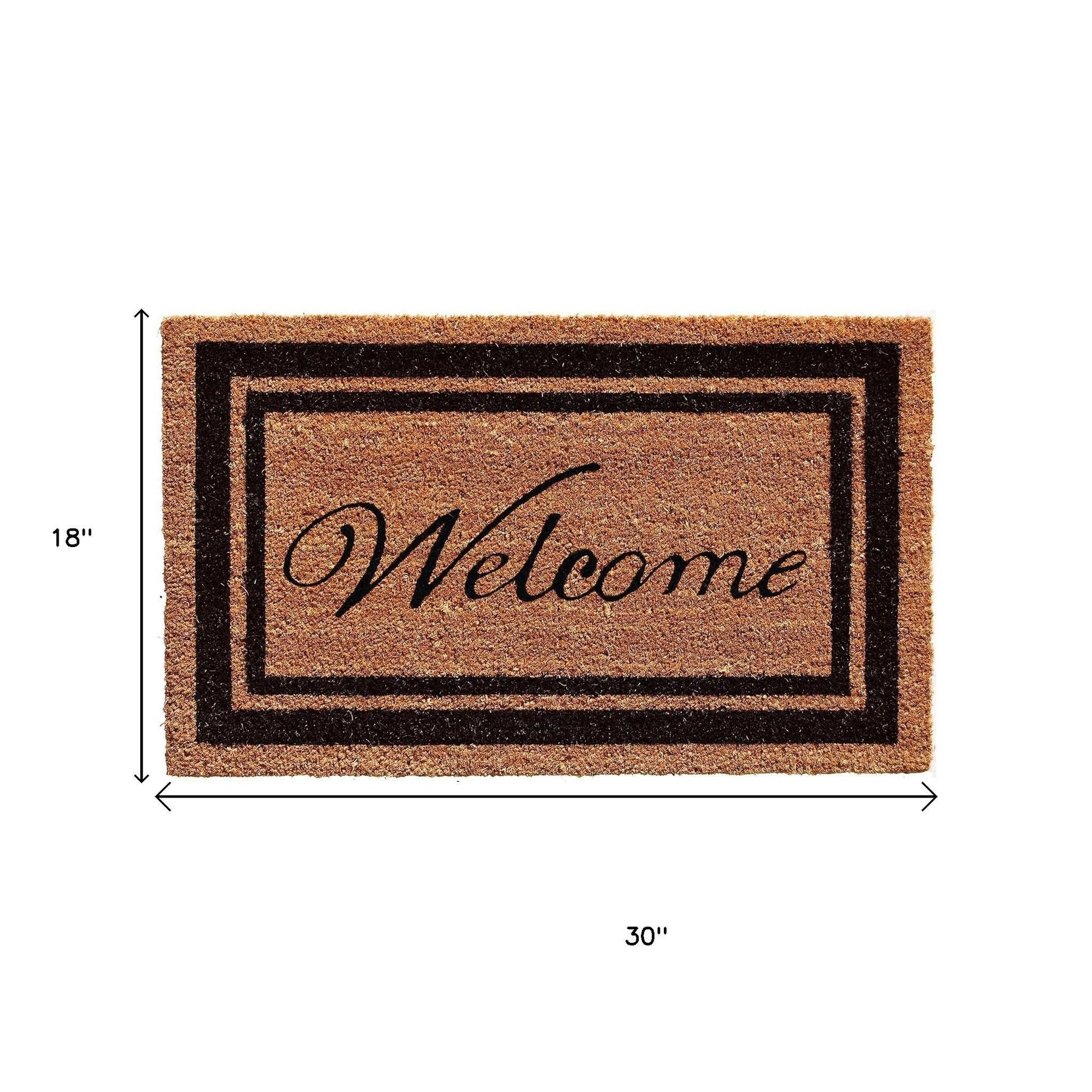 18" X 30" Natural And Black Striped Border Welcome Outdoor Coir Door Mat-1