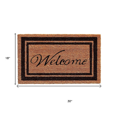 18" X 30" Natural And Black Striped Border Welcome Outdoor Coir Door Mat-1
