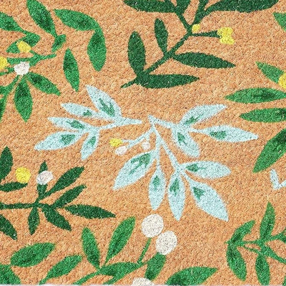 24" X 36" Natural And Green Botanical Leaves Outdoor Coir Door Mat-4