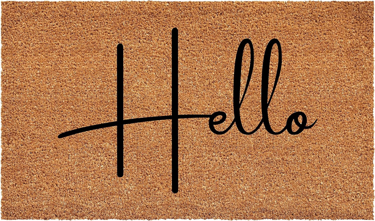 24" X 36" Natural And Black Mod Hello Outdoor Coir Door Mat-2