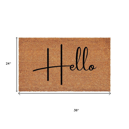 24" X 36" Natural And Black Mod Hello Outdoor Coir Door Mat-1