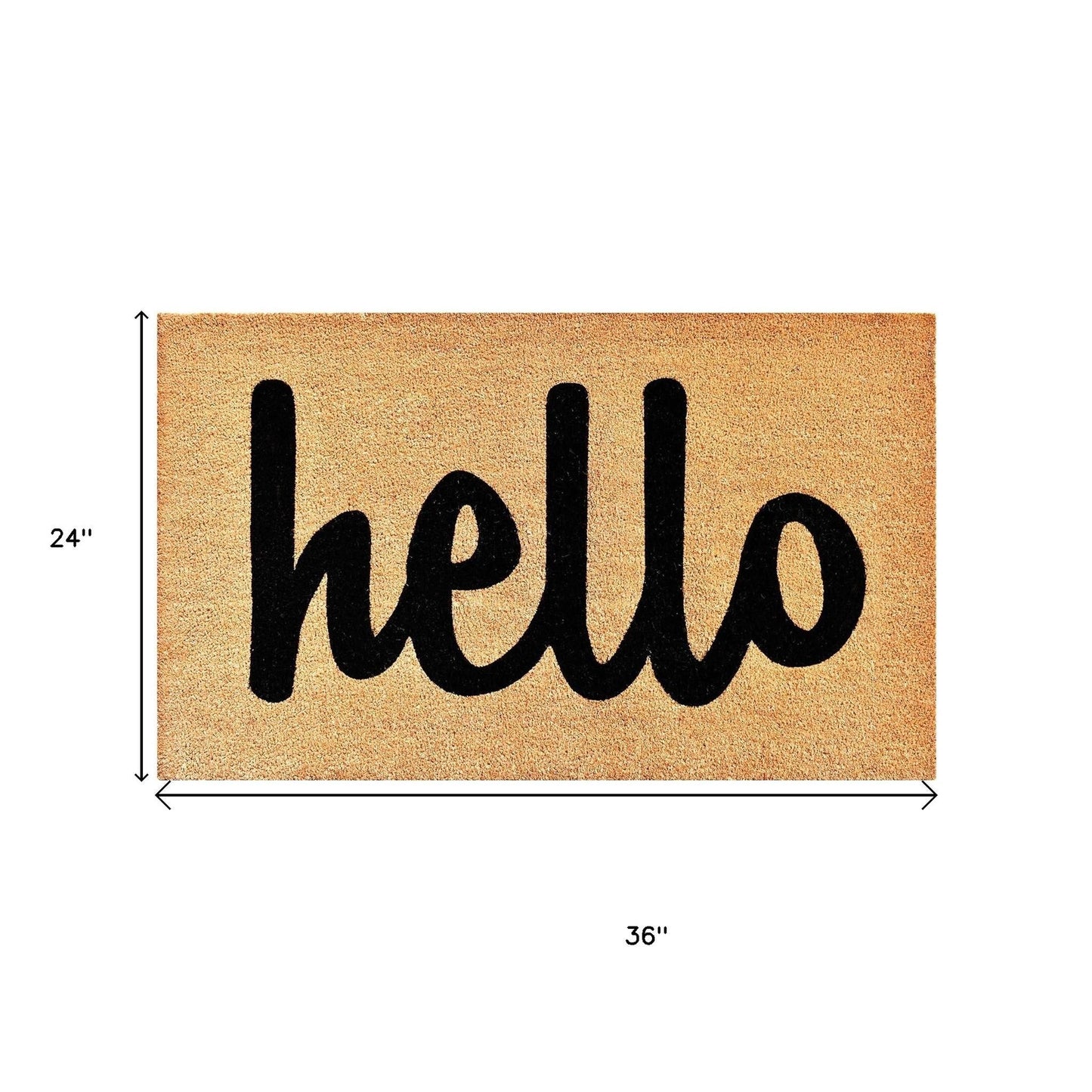 24" X 36" Natural And Black Bold Hello Outdoor Coir Door Mat-1