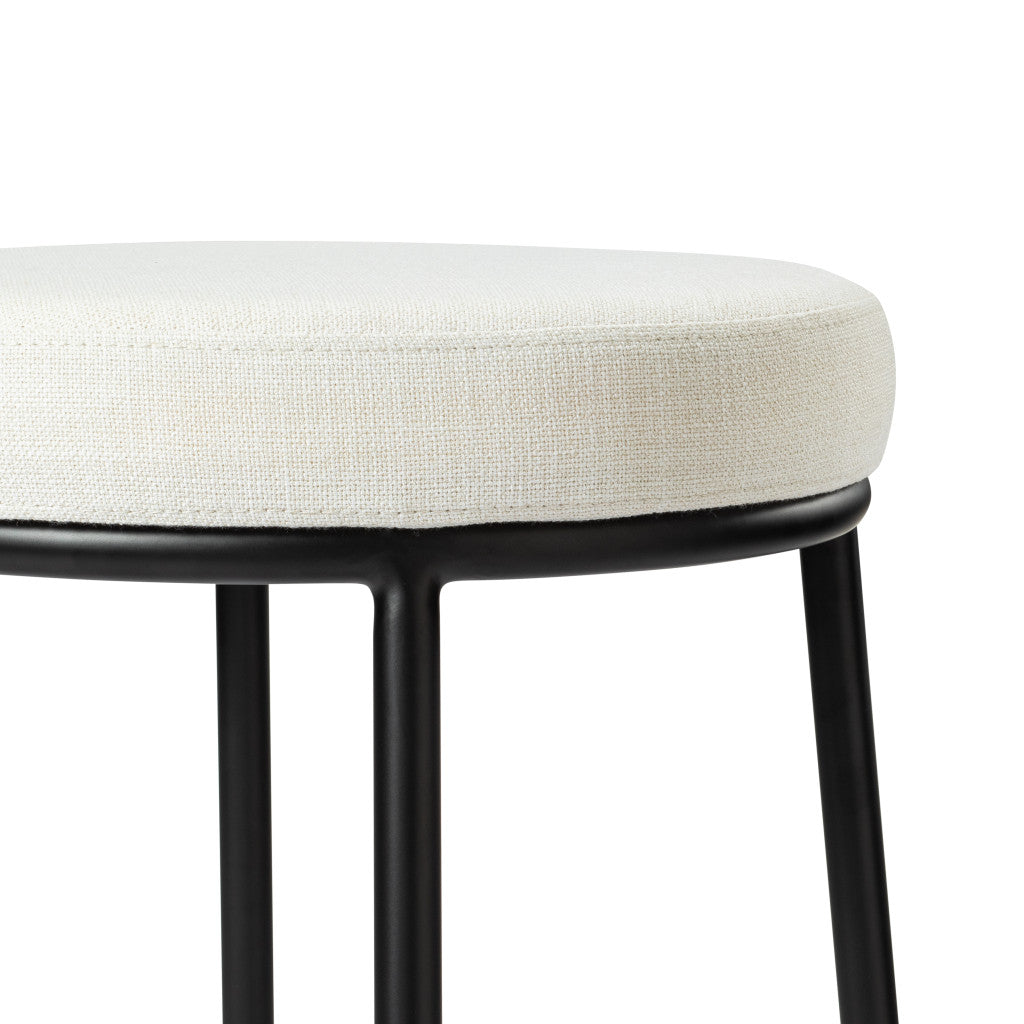 26" White and Black Fabric and Metal Backless Counter Height Bar Chair-3