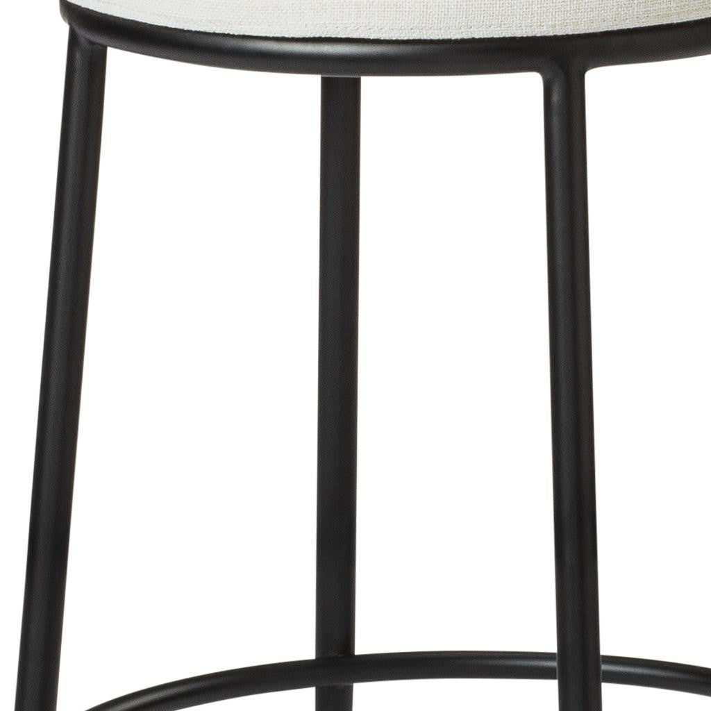 26" White and Black Fabric and Metal Backless Counter Height Bar Chair-4