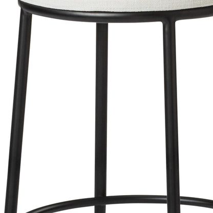 26" White and Black Fabric and Metal Backless Counter Height Bar Chair-4
