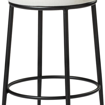 26" White and Black Fabric and Metal Backless Counter Height Bar Chair-5