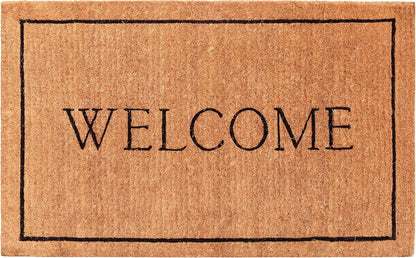 18" X 30" Natural And Black Coir Welcome Outdoor Door Mat-2