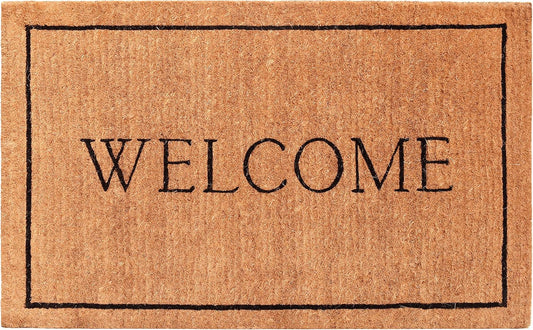 18" X 30" Natural And Black Coir Welcome Outdoor Door Mat-2