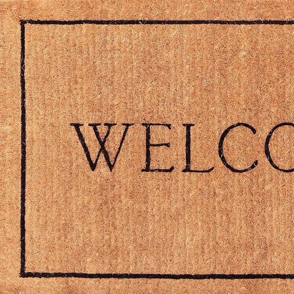 18" X 30" Natural And Black Coir Welcome Outdoor Door Mat-3