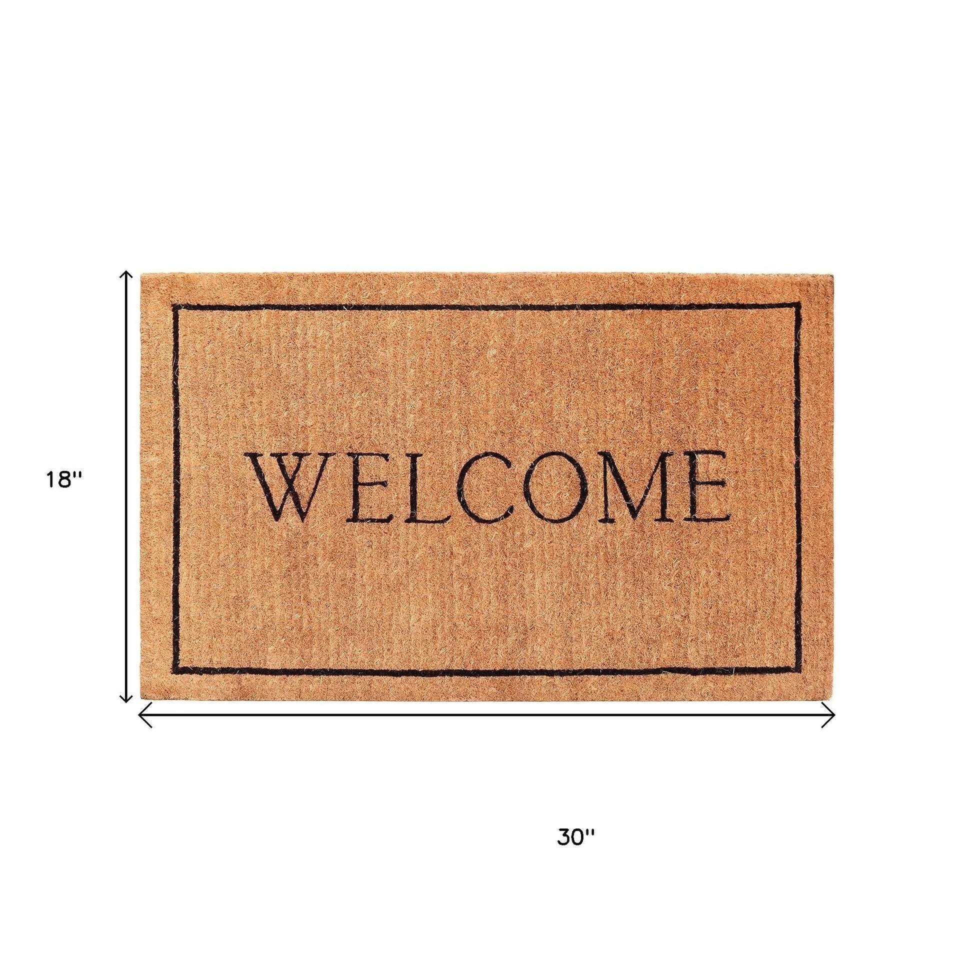 18" X 30" Natural And Black Coir Welcome Outdoor Door Mat-1