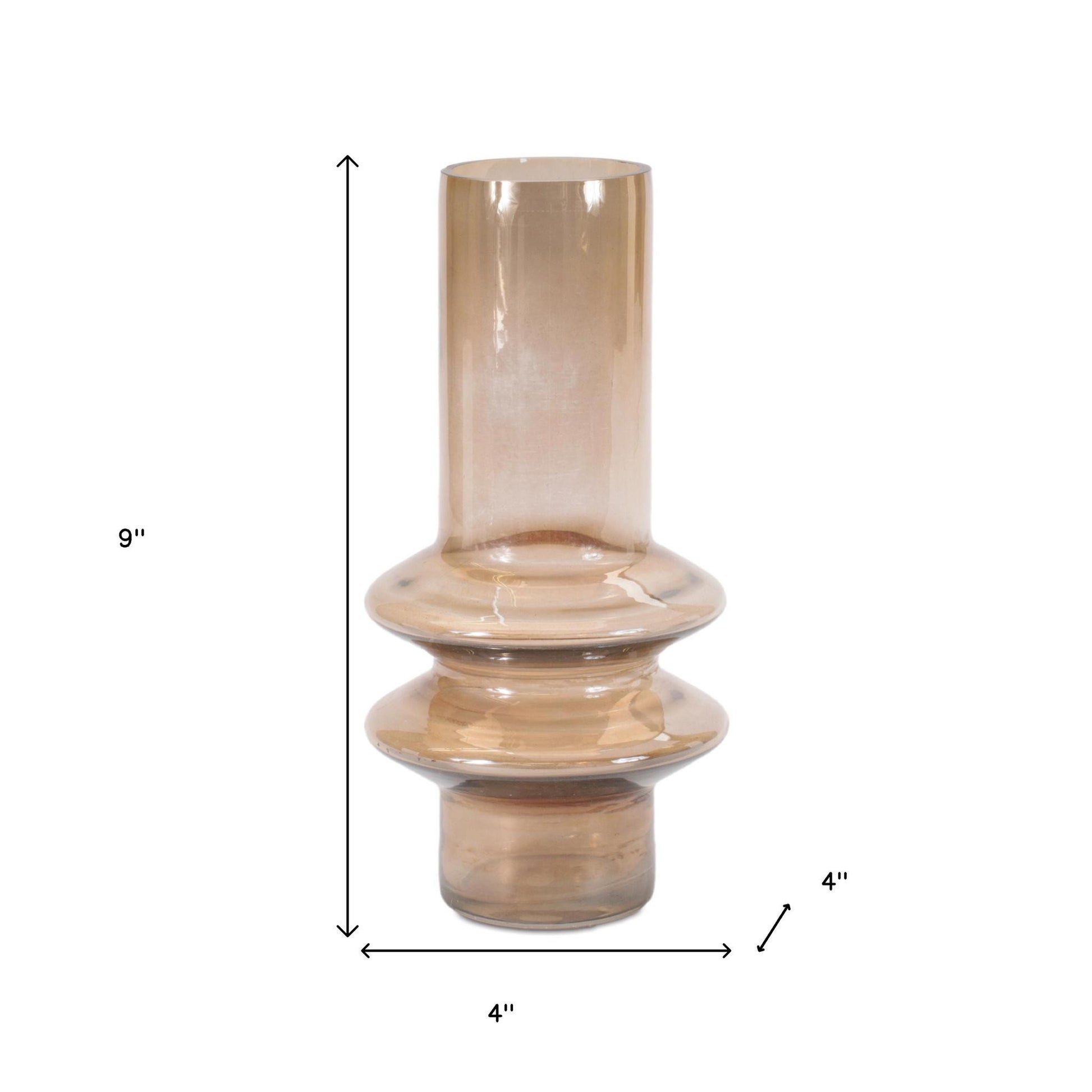 Set of Two Translucent Taupe Glass Cylinder Table Vases-5