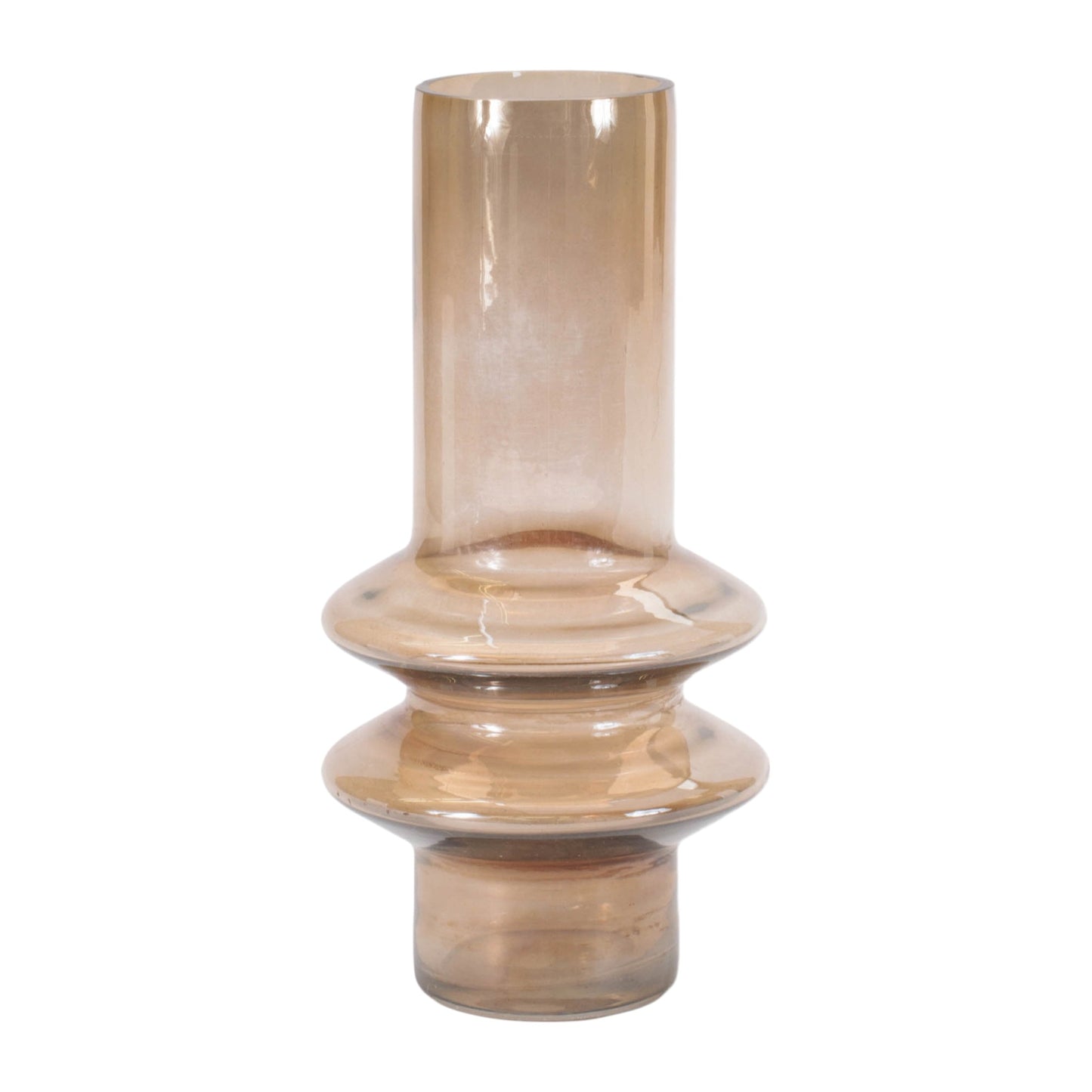 Set of Two Translucent Taupe Glass Cylinder Table Vases-2