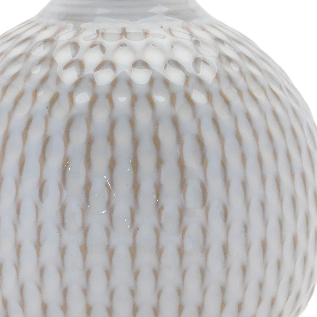 Set of Four Natural And Off White Ceramic Bud Vases With Sculptural Details-3