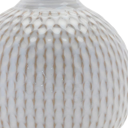 Set of Four Natural And Off White Ceramic Bud Vases With Sculptural Details-3
