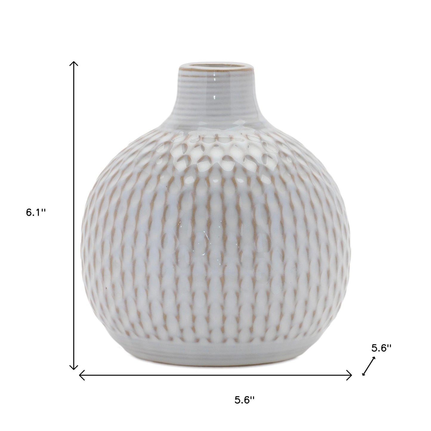 Set of Four Natural And Off White Ceramic Bud Vases With Sculptural Details-5
