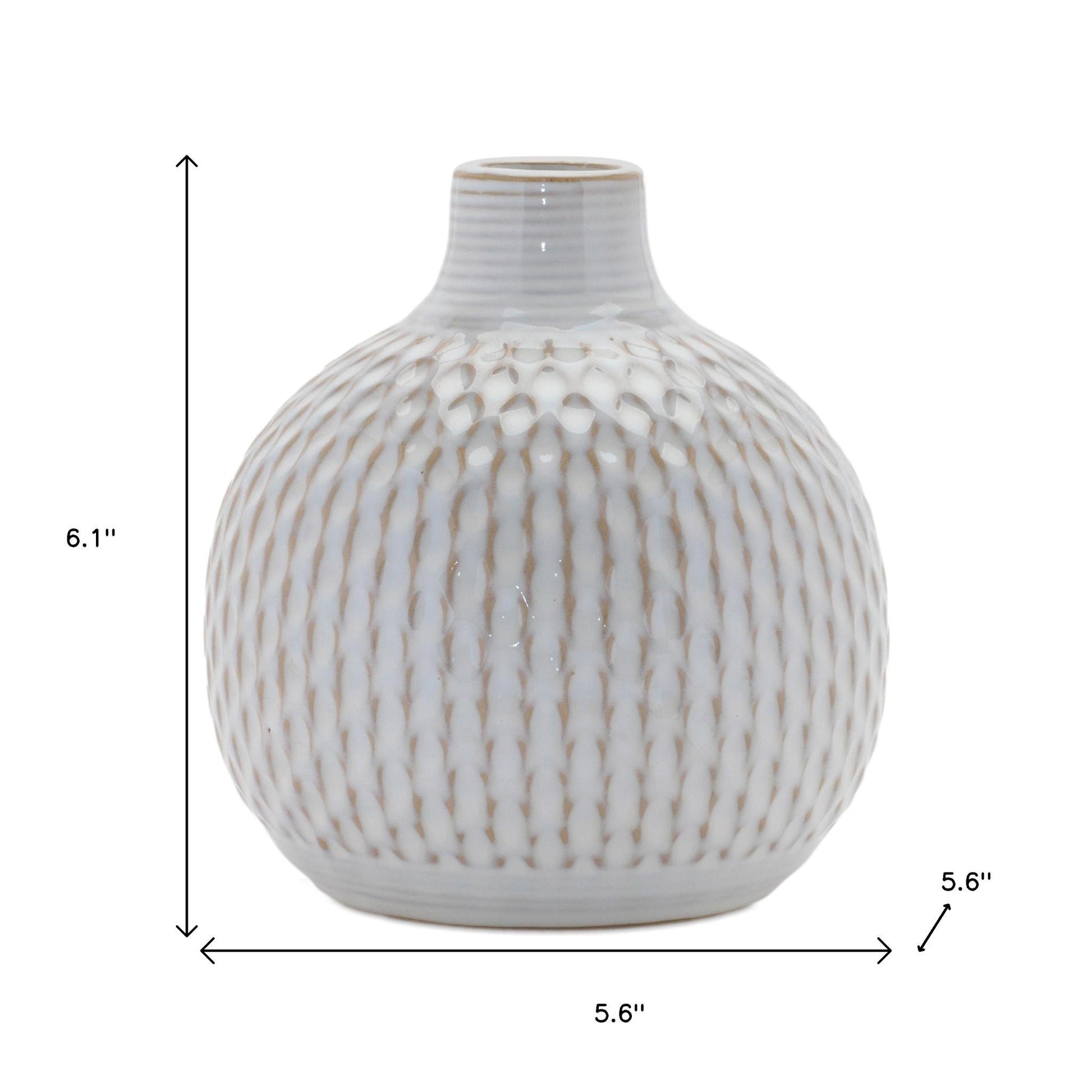 Set of Four Natural And Off White Ceramic Bud Vases With Sculptural Details-5
