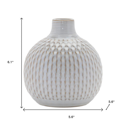 Set of Four Natural And Off White Ceramic Bud Vases With Sculptural Details-5