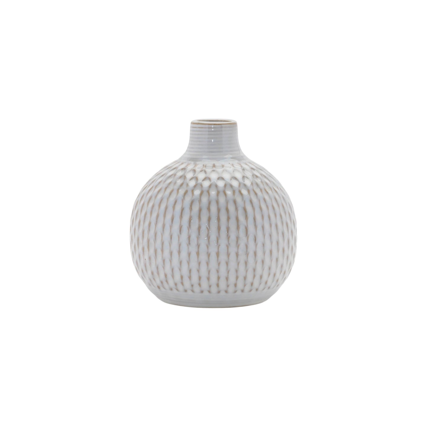 Set of Four Natural And Off White Ceramic Bud Vases With Sculptural Details-2