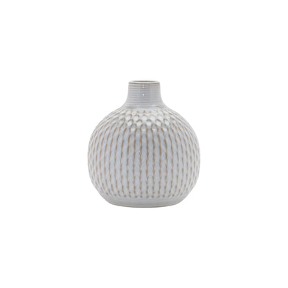 Set of Four Natural And Off White Ceramic Bud Vases With Sculptural Details-2