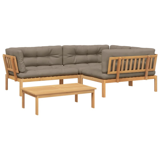 vidaXL 4 Piece Patio Pallet Sofa Set with Cushions Solid Wood Acacia-1