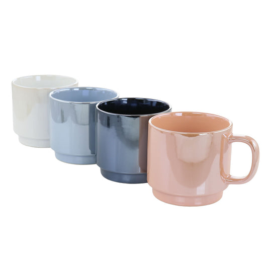 Mr. Coffee Cafe Celestial 4 Piece 14.8 Ounce Stoneware Pearlized Mug Set in Assorted Colors-0