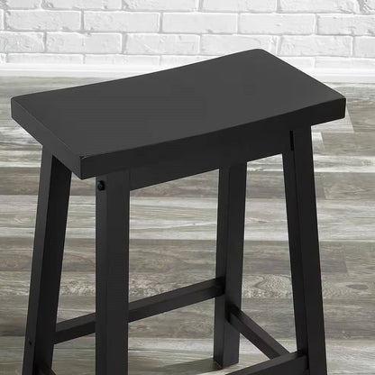 Set of 2 Farmhouse Counter Height Saddle Barstool in Charcoal Black Wood Finish-1