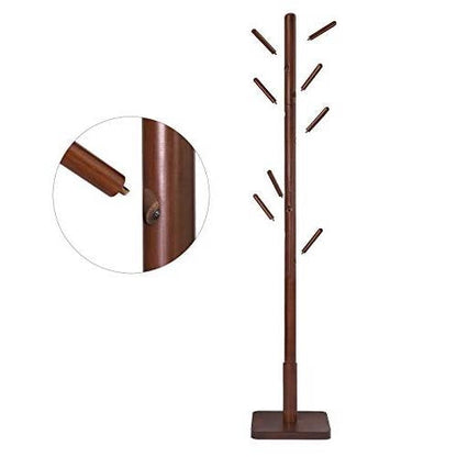 Adjustable Height Mid-Century Modern Style Coat Rack in Walnut Wood Finish-3