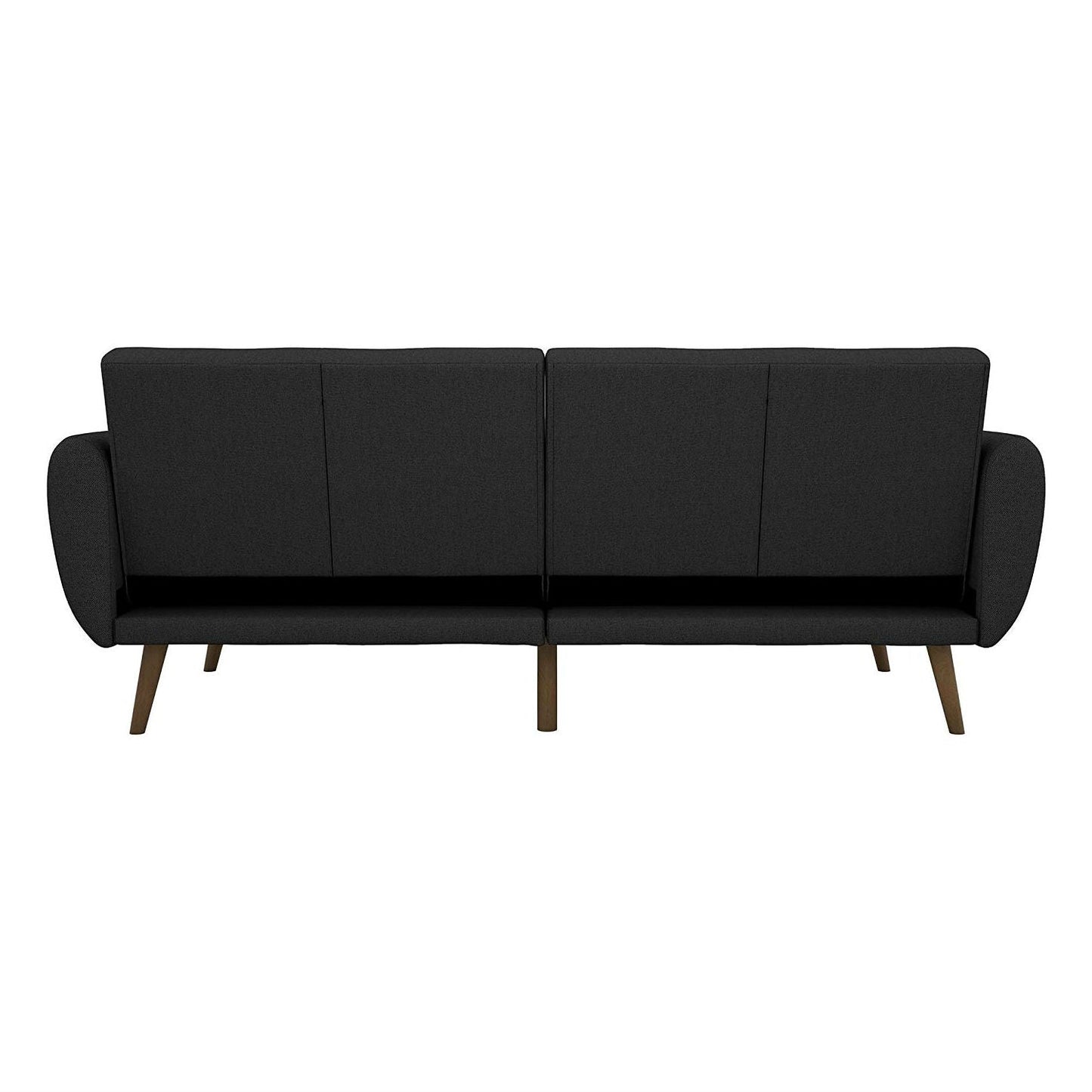 Dark Grey Linen Futon Sofa Bed with Modern Mid-Century Style Wooden Legs-4