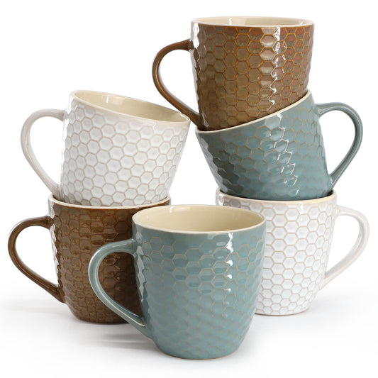 Elama Honey Bee 6-Piece 15 oz. Mug Set, Assorted Colors-0