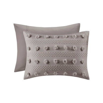 Twin/Twin XL 2-Piece Grey Microfiber Comforter Set with Decorative Pompoms-3