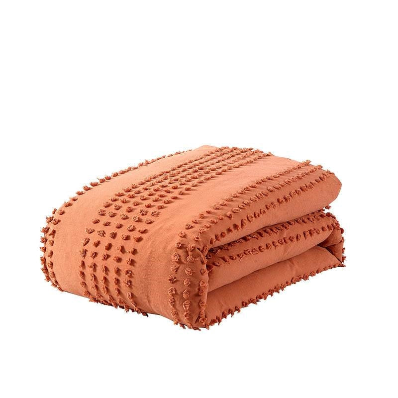 Full/Queen 5-Piece 100-Percent Cotton Clip Dot Comforter Set in Brick Orange-3