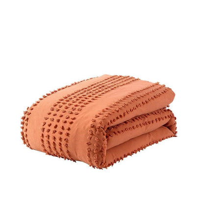 Full/Queen 5-Piece 100-Percent Cotton Clip Dot Comforter Set in Brick Orange-3