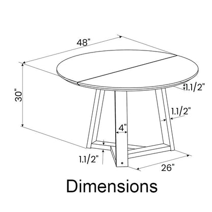 48 Inch Round Scandinavian Solid Wood Dining Table in Blonde-3