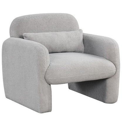 Modern Accent Chair with Waist Pillow and Armrests for Living Room Bedroom-Beige-4
