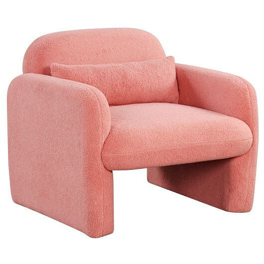 Modern Accent Chair with Waist Pillow and Armrests for Living Room Bedroom-Beige-9