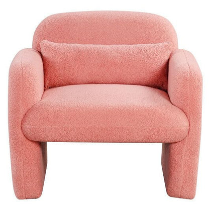 Modern Accent Chair with Waist Pillow and Armrests for Living Room Bedroom-Beige-12