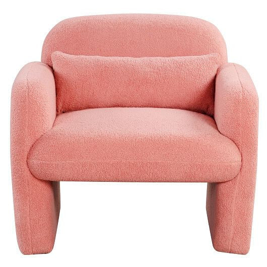 Modern Accent Chair with Waist Pillow and Armrests for Living Room Bedroom-Beige-12