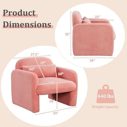 Modern Accent Chair with Waist Pillow and Armrests for Living Room Bedroom-Beige-13