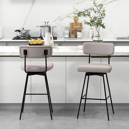 29 Inch Counter Height Upholstered Swivel Bar Stool Set of 2-beige-1