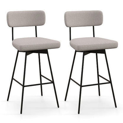 29 Inch Counter Height Upholstered Swivel Bar Stool Set of 2-beige-4