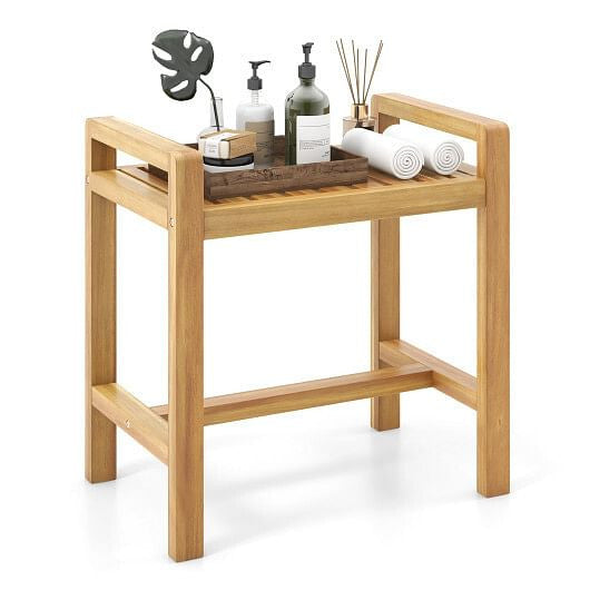 Teak Wood Shower Bench for Inside Shower Shaving Legs-2
